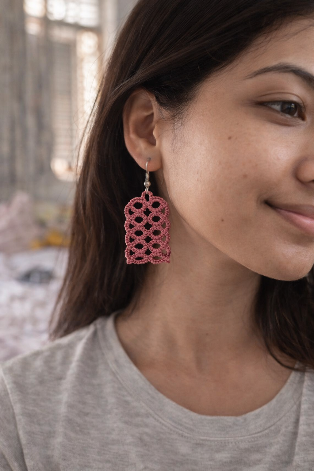 Embroidered Lace Earrings โ Lightweight Thread Statement Earrings for Women | KrazyVastra