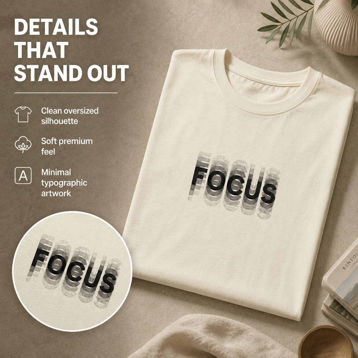 Focus Embroidered Oversized T-Shirt for Men and Women