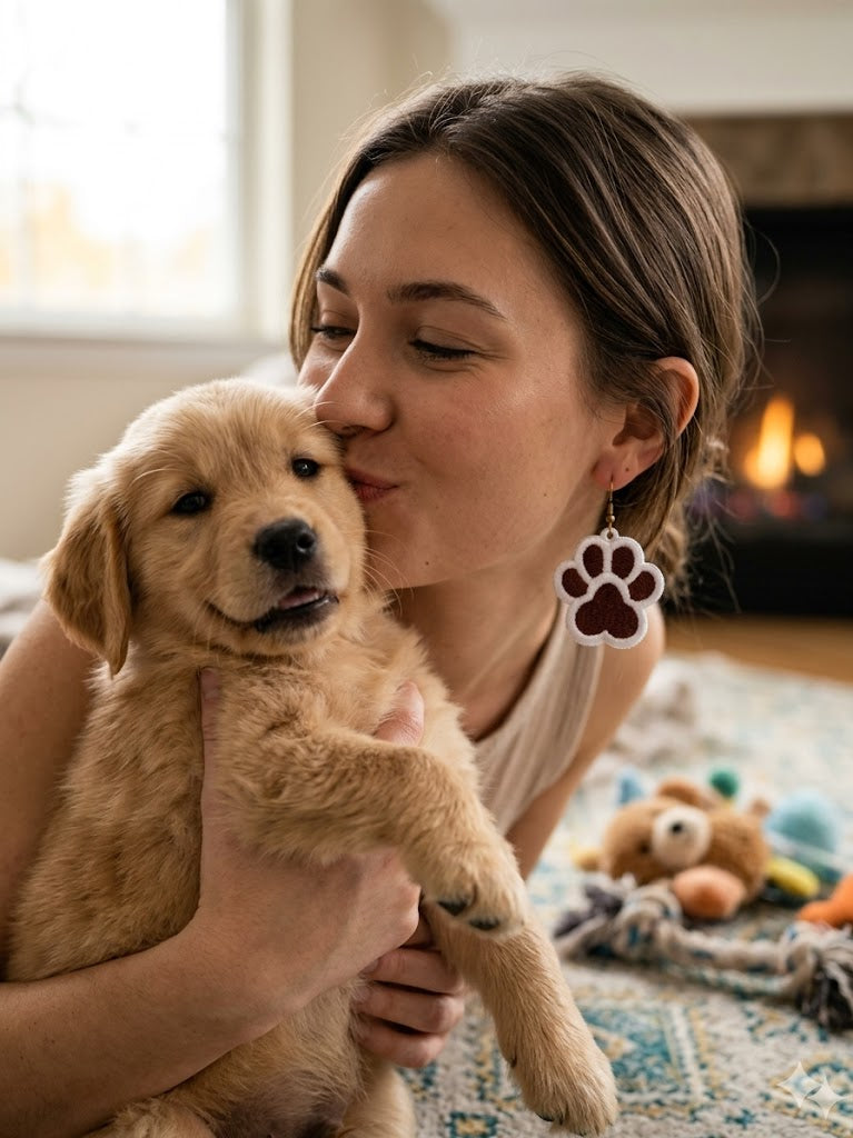 Paw Love Embroidered Earrings – Cute, Lightweight & Insta-Ready 🐾