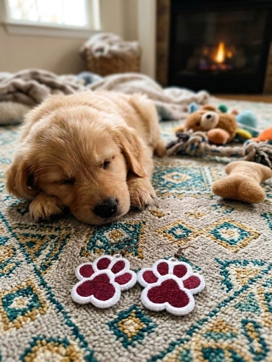 Paw Love Embroidered Earrings – Cute, Lightweight & Insta-Ready 🐾