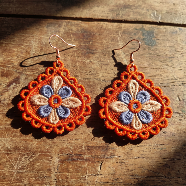 Floral Embroidered Statement Earrings | KrazyVastra