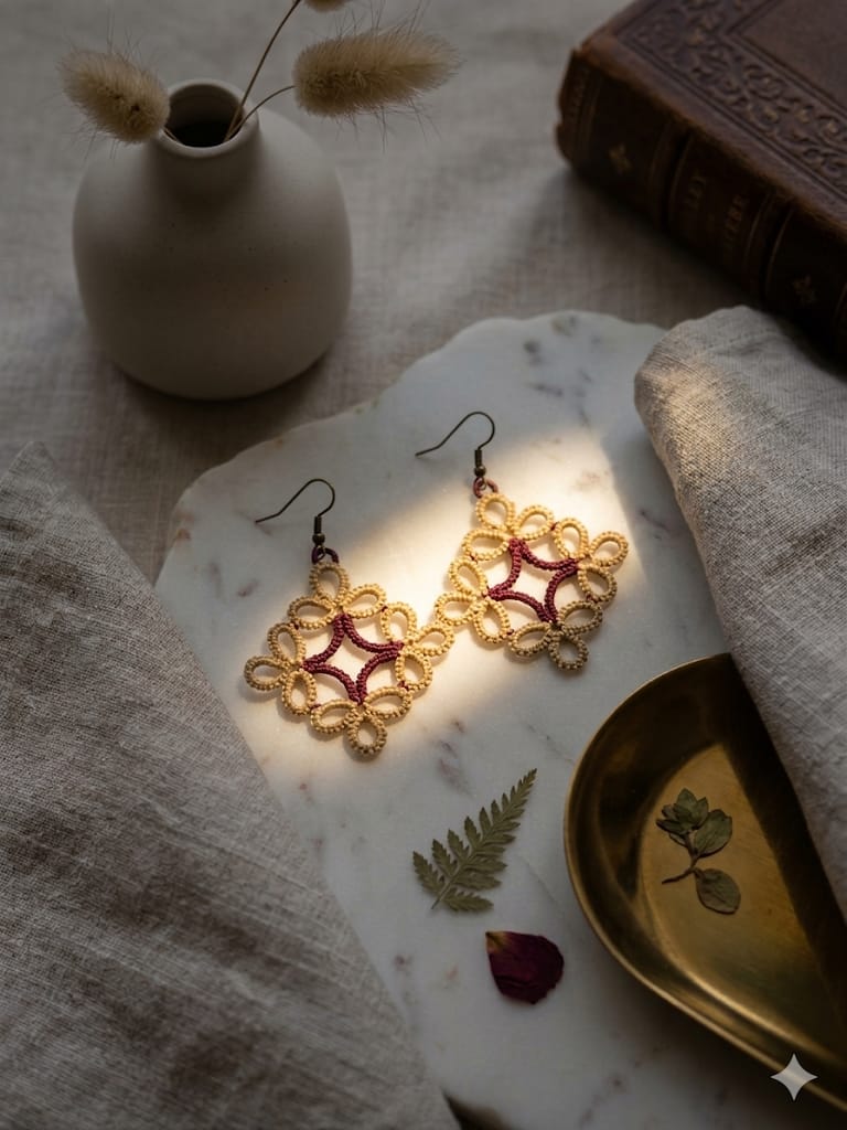 Premium Tattling Embroidered Statement Earrings – Lightweight Thread Jewelry for Women | KrazyVastra