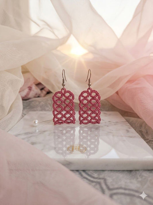 Embroidered Lace Earrings – Lightweight Thread Statement Earrings for Women | KrazyVastra