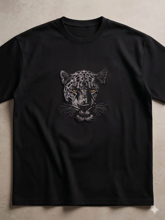 Panther Embroidered Oversized T-Shirt for Men