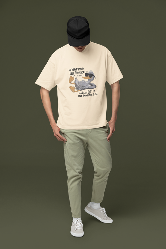 Just Duck It Embroidery Oversized Premium Cotton T-shirt