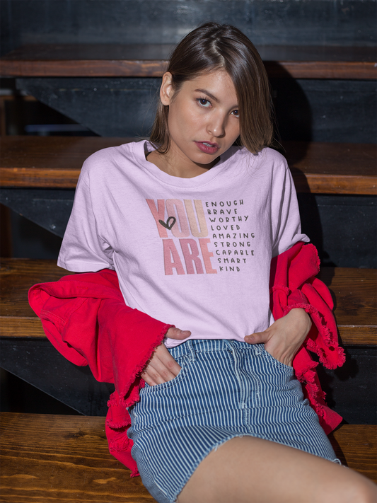 You Are Enough Embroidered Oversized Premium Boyfriend's T-shirt for Women